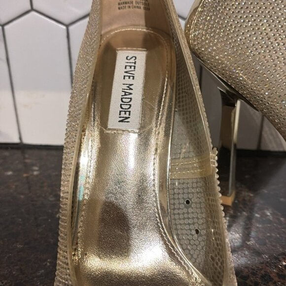 Steve Madden Martina-R- gold rhinestones size 8w- stunning sparkling heels - Picture 7 of 8
